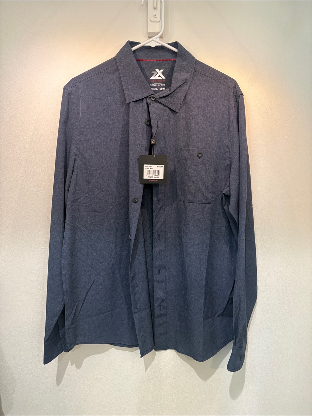 ZeroXposur Men's Casual Navy Button-Down Shirt
